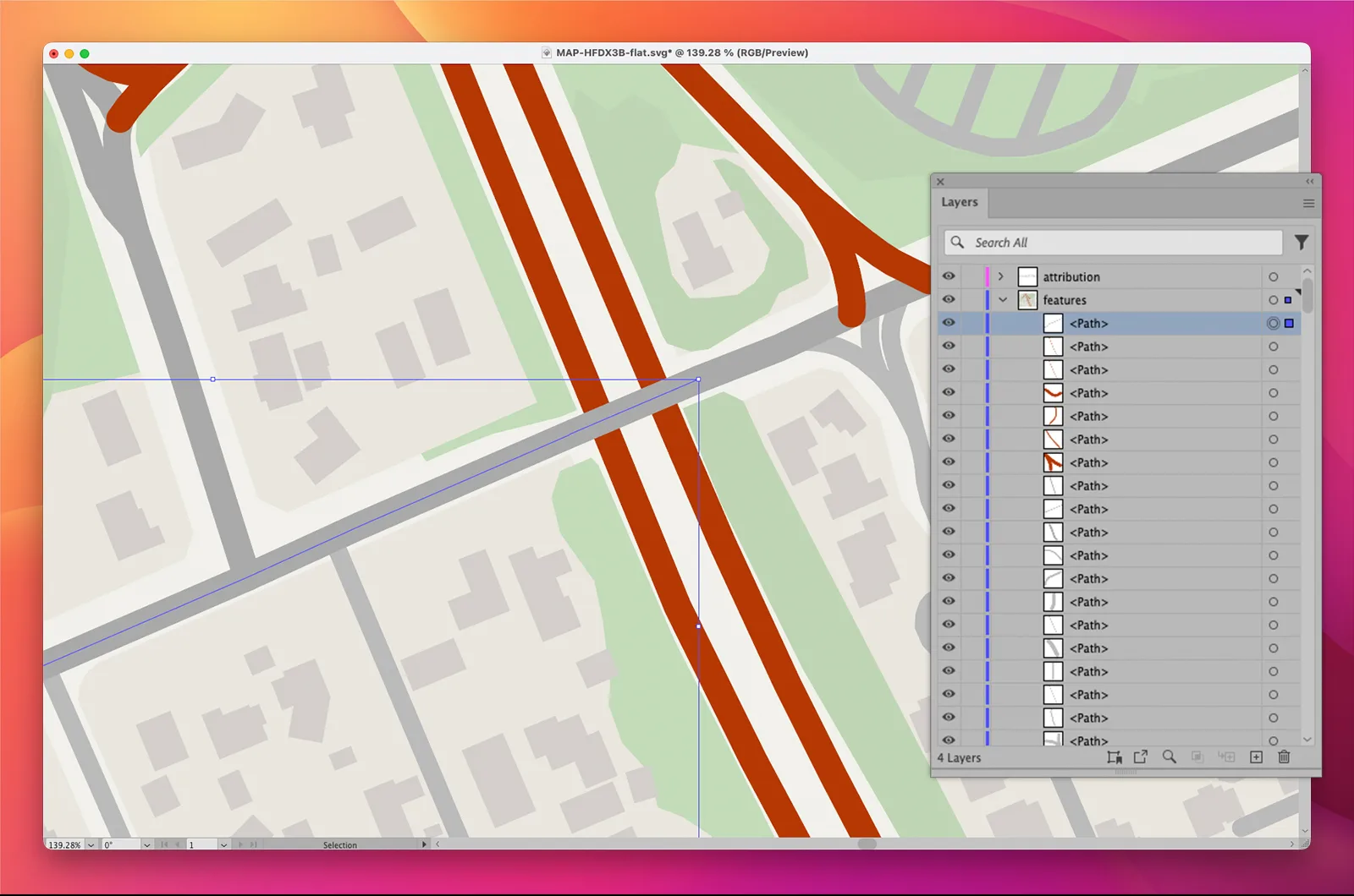 A screenshot example of a flat SVG vector map.