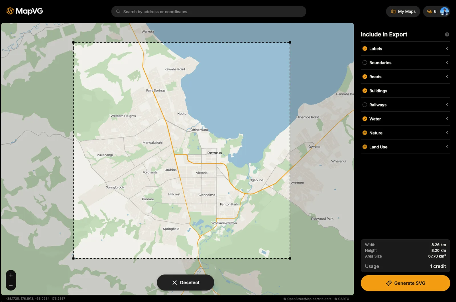 MapVG – a web tool for exporting SVG vector maps